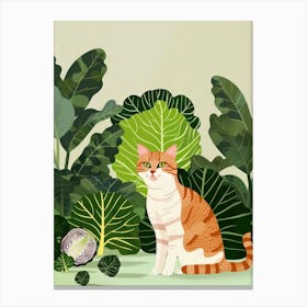 Cat And Cabbage 3 Canvas Print