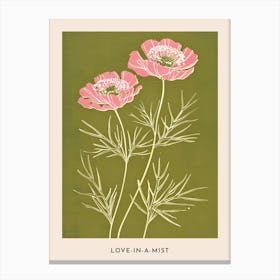 Pink & Green Love In A Mist 2 Flower Poster Canvas Print