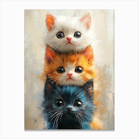 Cute Cats Stacked Together 7 Canvas Print