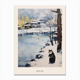 Vintage Winter Animal Painting Poster Mouse 1 Canvas Print