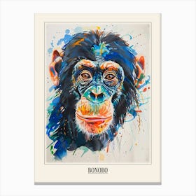Bonobo Colourful Watercolour 2 Poster Canvas Print