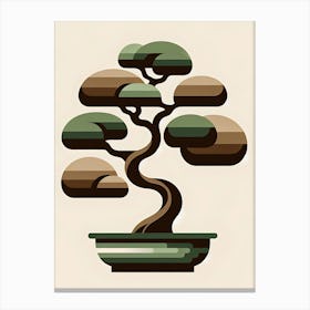 Minimalist Bonsai Geometric Style AI Canvas Print