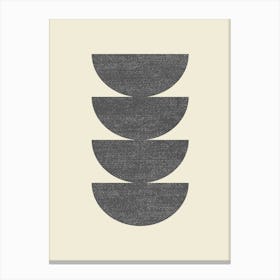 Half-circle Mid-century Style Minimal Abstract Monochromatic Composition - Grey Black Canvas Print