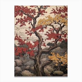Cherry 3 Vintage Autumn Tree Print  Canvas Print