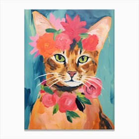Somali Cat With A Flower Crown Painting Matisse Style 1 Canvas Print