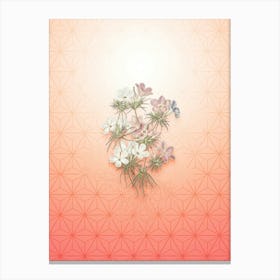 Thick Flowered Slender Tube Vintage Botanical in Peach Fuzz Asanoha Star Pattern n.0319 Canvas Print