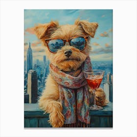 City Dog At Rooftop Bar 4 Canvas Print