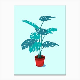 Plant Foliage Monstera Leaves Nature Houseplant Cartoon Canvas Print