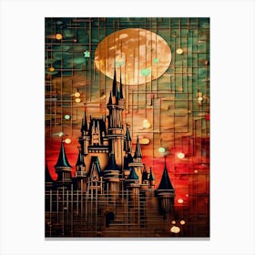 Disney Cinderella Castle Stitch Design Canvas Print