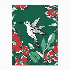 Humming bird And Flowers VECTOR ART  Canvas Print