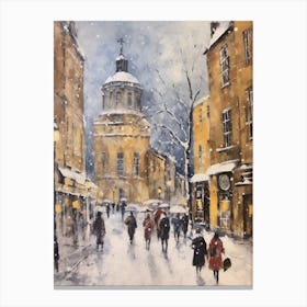 Vintage Winter Painting Oxford United Kingdom 2 Canvas Print
