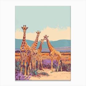 Herd Of Giraffes In The Wild Watercolour Style Illustration 2 Canvas Print