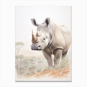 Rhino In The Savannah Landscape 5 Canvas Print
