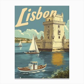 Aihrgdesign A Classic 1960s Travel Poster For Lisbon 3 Canvas Print