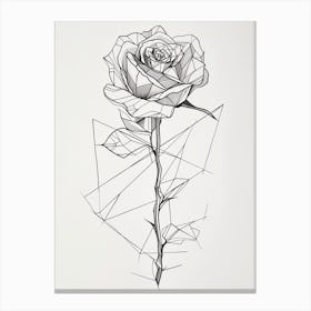 English Rose Geometric Line Drawing 4 Canvas Print