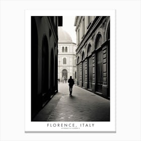 Poster Of Florence, Italy, Black And White Analogue Photograph 1 Canvas Print