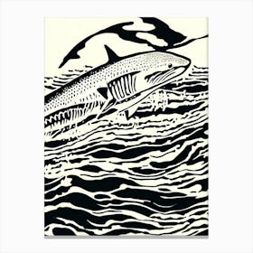 Tiger Shark II Linocut Canvas Print