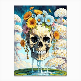 Surrealist Floral Skull Painting (43) Canvas Print