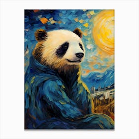 Panda Portrait, Vincent Van Gogh Inspired Canvas Print