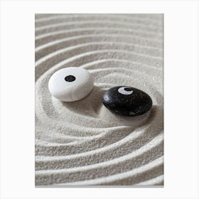 Zen - Black And White Stones Canvas Print