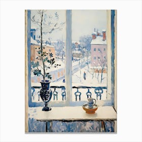 The Windowsill Of Helsinki   Finland Snow Inspired By Matisse 1 Canvas Print