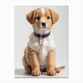 Puppy Sitting On A White Background 1 Canvas Print