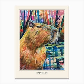 Capybara Colourful Watercolour 2 Poster Canvas Print