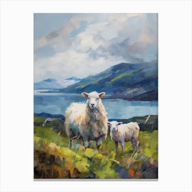 Sheep & Lamb By The Loch Linnhe 4 Canvas Print