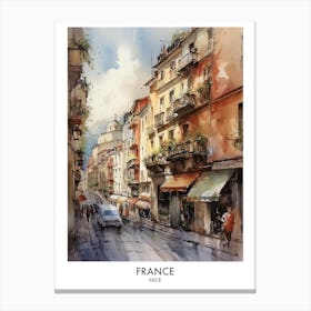 Nice, France 7 Watercolor Travel Poster Canvas Print