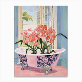 A Bathtube Full Of Orchid In A Bathroom 2 Canvas Print