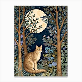 William Morris Cat In The Moonlight 9 Canvas Print