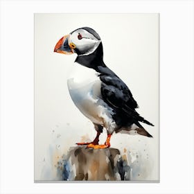 Digital Puffin Watercolor Art Canvas Print