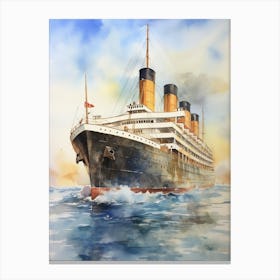 Titanic Family Boarding Watercolour 1 Canvas Print