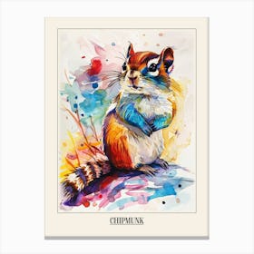 Chipmunk Colourful Watercolour 2 Poster Canvas Print