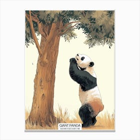 Giant Panda Scratching Its Back Against A Tree Poster 3 Canvas Print