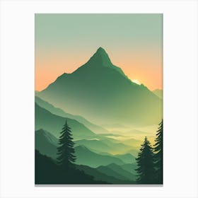 Misty Mountains Vertical Composition In Green Tone 155 Canvas Print