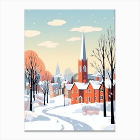 Retro Winter Illustration St Andrews United Kingdom Canvas Print
