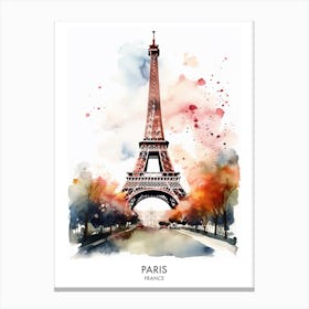 Paris France Watercolour Travel Poster 2 Canvas Print