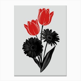 Black And Red Tulips Canvas Print