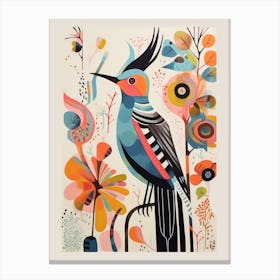Colourful Scandi Bird Hoopoe 1 Canvas Print