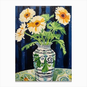 Flowers In A Vase Still Life Painting Daisy 1 Canvas Print