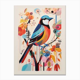 Colourful Scandi Bird House Sparrow 1 Canvas Print