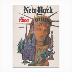 New York Fly Twa Travel Poster Canvas Print