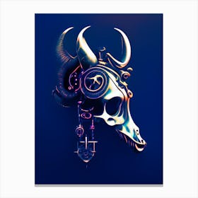 Animal Skull Navy Stream Punk Canvas Print