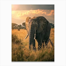 Elephant In The Savannah 3 Canvas Print