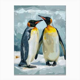 King Penguin Cuverville Island Colour Block Painting 1 Canvas Print