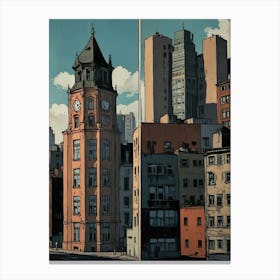 "Skyline Symphony: Ashcan School's Vibrant Cityscape" Canvas Print