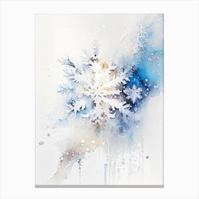 White, Snowflakes, Storybook Watercolours 3 Canvas Print