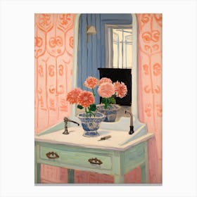 Bathroom Vanity Painting With A Gerbera Bouquet 2 Canvas Print