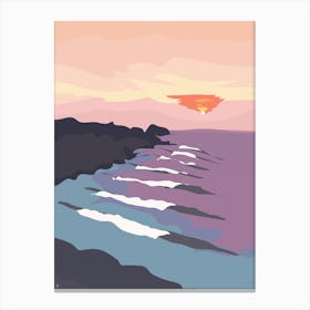 Chicama, Peru Ocean Waves at Sunset Canvas Print